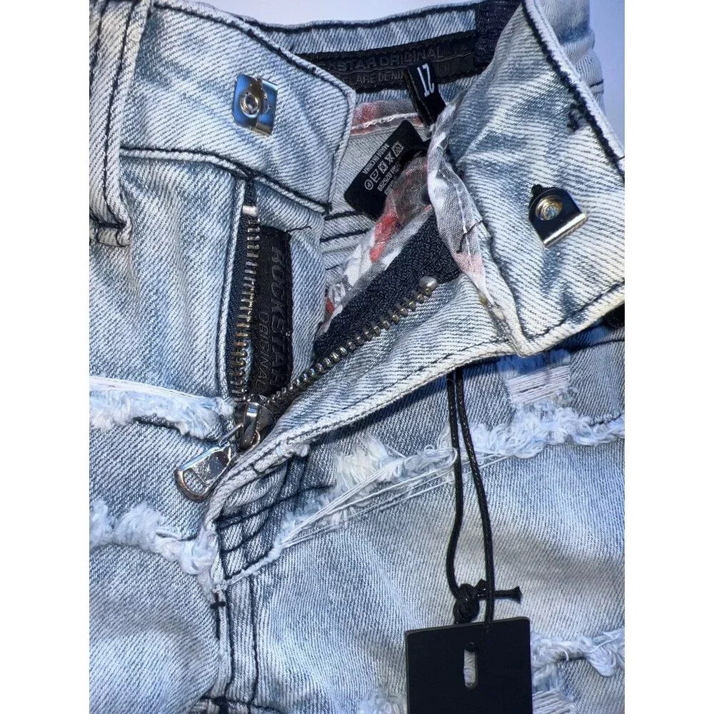 Boys Rockstar Original 2T Blue Sten Stacked Flare Jeans Distressed Denim